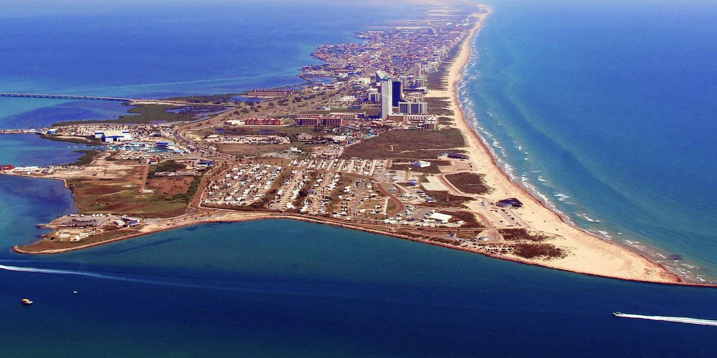 aerial view of south padre island